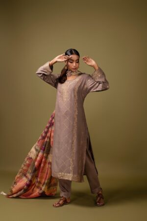 My Fashion Road Reet Naariti Linen Silk Pant Style Suits | Grey