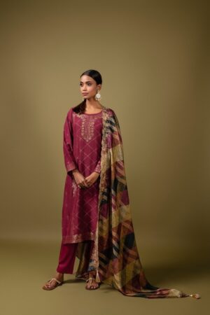 My Fashion Road Reet Naariti Linen Silk Pant Style Suits | Maroon