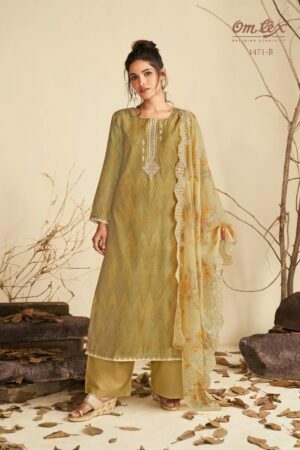 My Fashion Road Omtex Vasudha Muslin Plazzo Dress Material | Olive