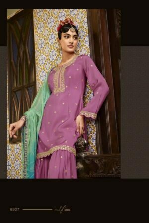 My Fashion Road Nohreen Kimora Heer Sharara Style Suits | Lilac