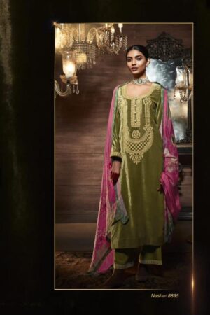 My Fashion Road Nasha Kimora Heer Designer Salwar Suits Velvet Collection | Bottlegreen