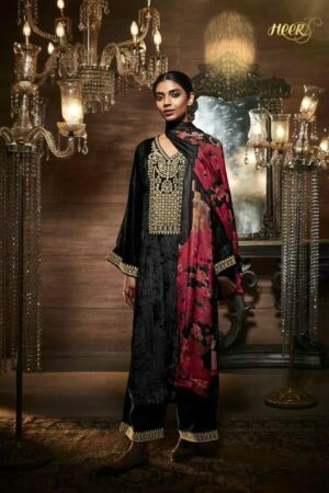 My Fashion Road Nasha Kimora Heer Designer Salwar Suits Velvet Collection | Black