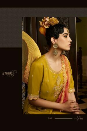 My Fashion Road Nohreen Kimora Heer Sharara Style Suits | Yellow