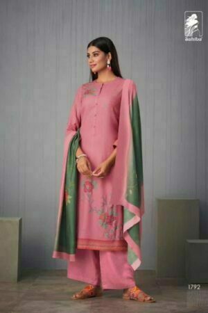 My Fashion Road Sahiba Sunira Pashmina Designer Dress Material | Pink