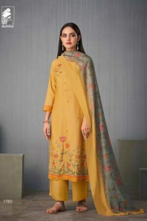 My Fashion Road Sahiba Sunira Pashmina Designer Dress Material | Yellow