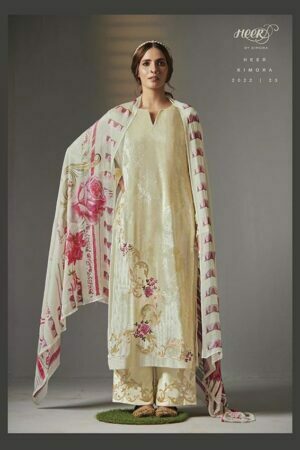 My Fashion Road Kimora Heer Zulf Designer Dress Material Velvet collection | White