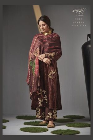 My Fashion Road Kimora Heer Zulf Designer Dress Material Velvet collection | Brown