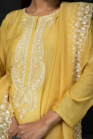 My Fashion Road Naariti Humah Muslin Pant Style Dress Material | Yellow