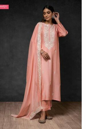 My Fashion Road Naariti Humah Muslin Pant Style Dress Material | Peach