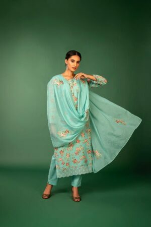 My Fashion Road Naariti Idaan Pant Style Dress Material Linen  | Blue