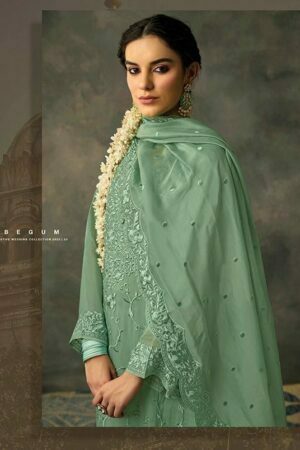 My Fashion Road Kimora Heer Begum Pant Style Dress Material | Green
